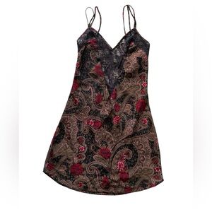 Victoria's Secret Vintage Black and Red Paisley Chemise Small